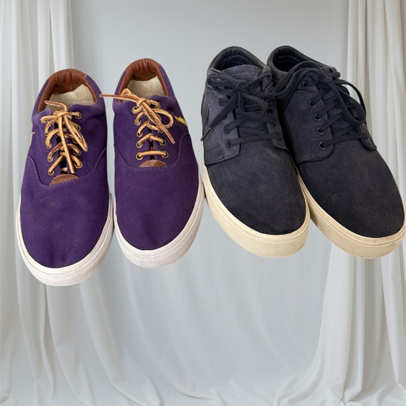 Polo Ralph Lauren 2 Pairs Navy Suede Faxon / Purple Vaughn Men's Sneakers 11D - Picture 1 of 15